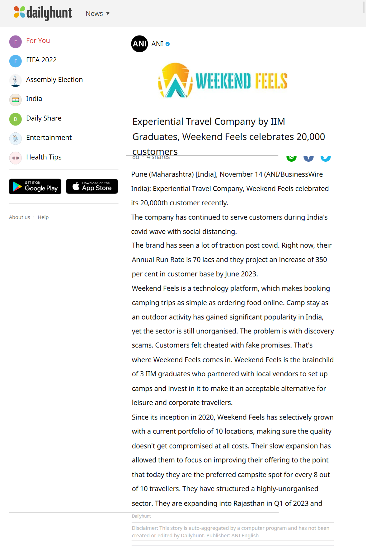 dailyhunt news in english